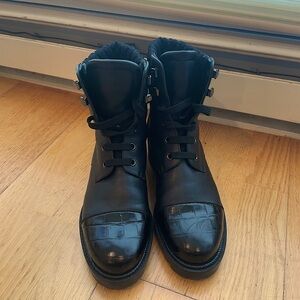 Black Christian Louboutin Combat Boots
